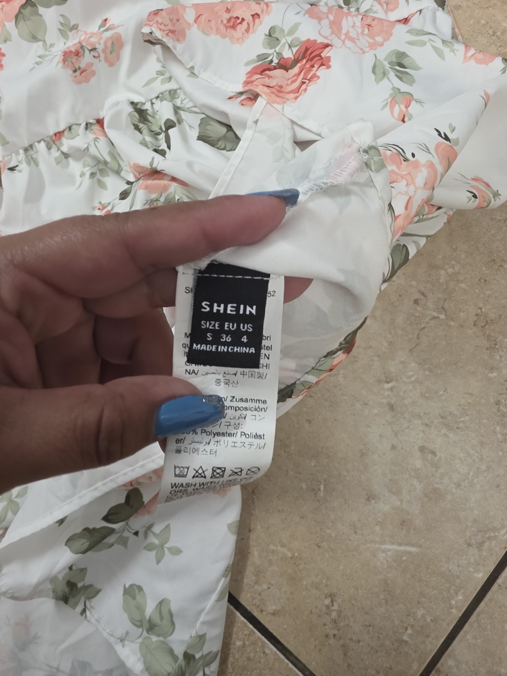 SHEIN White Maxi Dress with Peach Floral Print - Picture 7 of 7